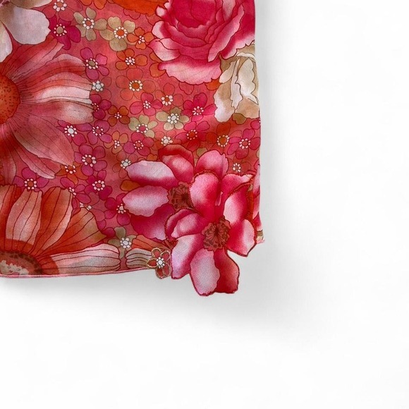 VTG Josie‎ Natori Silk semi sheer Floral Wide leg flowy Tie waist pants - Picture 3 of 8